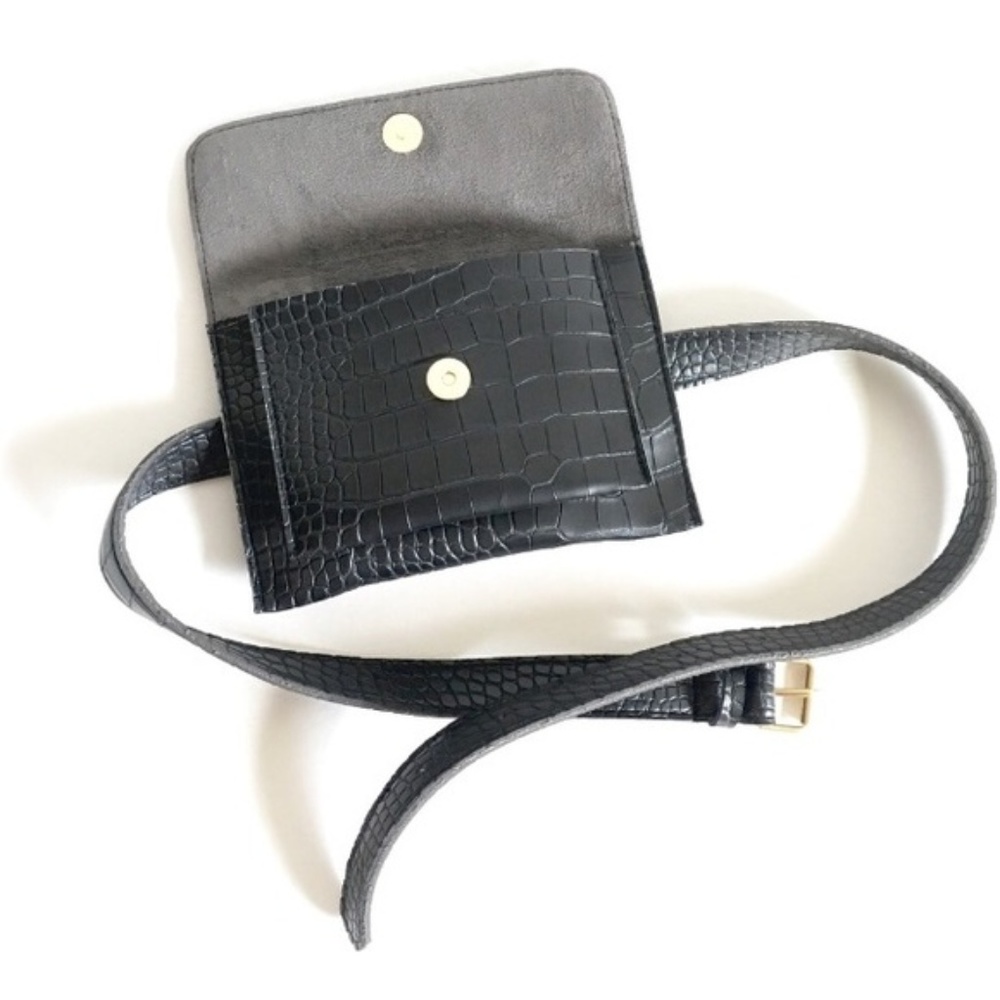 Waist Bag Black Fanny Pack Alligator Pattern Bag - Picture 6 of 8